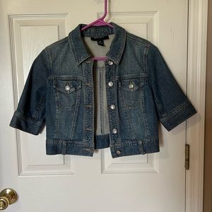 Cropped denim jacket by style & company. Size P